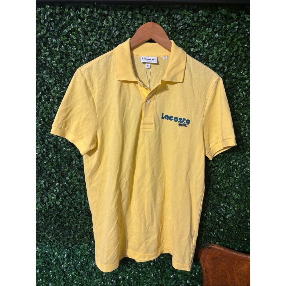 Lacoste Men's Polo Shirt Size S Yellow Cotton Pique Short Sleeve Logo New, No Ta